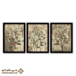 تابلو دکوراتیو بوته گل مجموعه 3 عددی YF2355